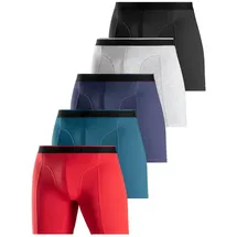 AUTHENTIC LE JOGGER Langer Boxer, (Packung, 5 St.), mit zweifarbigem Webbund und längerem Bein AUTHENTIC LE JOGGER rot / grau-blau / grau-meliert / navy / schwarz