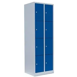 Lüllmann Schließfachschrank lichtgrau, enzianblau 520421, 8 Schließfächer 60,0 x 50,0 x 180,0 cm