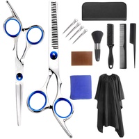 Haarschere Set, 14 Pcs Haarschere Friseurschere set mit Edelstahl Einseitiger Effilierschere Friseurumhang Kamm und Clips, Haarschere Modellieren für Friseur Frauen Männer Kinder Haustiere