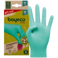 Bayeco Vitaguana, biologisch abbaubare Nitril-Handschuhe, Grün, Größe M, 10 Stück, 100% nachhaltig, puderfrei und latexfrei, texturierte Fingerspitzen für zusätzlichen Halt