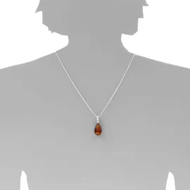 Ostsee-Schmuck Kette mit Anhänger Tropfen Silber/Bernstein