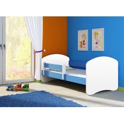 Clamaro Kinderbett (CLAMARO Kinderbett Fantasia, weiss mit farbigem Seitenteil, Kinder, Bett, mit oder ohne Schublade) blau