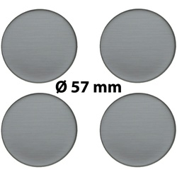 4 x Ø 57 mm Polymere Aufkleber / Metall-Optik / Nabenkappen, Felgendeckel