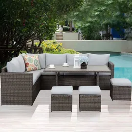 MeXo Polyrattan Lounge-Set 7-tlg. grau