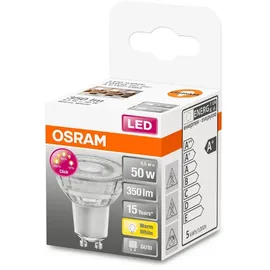 LEDVANCE Osram LED Reflektorlampe mit GU10 Sockel, Warmweiss (2700K), 4.50W, 3-stufig dimmbar per Klick, Glas Spot, Ersatz für 50W-Reflektorlampe, LED THREE STEP DIM PAR16