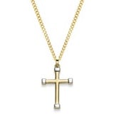 HOPLO Kreuzanhänger Anhänger Kreuz bi-color 585 Gold mit massiver Goldkette 1,1 mm, Made in Germany 42 cm