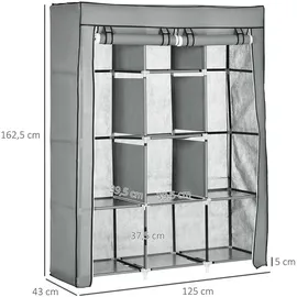 Homcom Kleiderschrank 125 x 162,5 x 43 cm Hellgrau