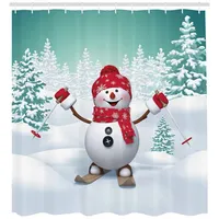 ABAKUHAUS Duschvorhang Weihnachten 175 x 200 cm rot