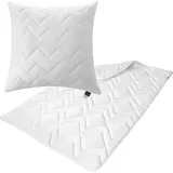 SEI Design Bett-Set Bettdecke Speppdecke Winter- Übergangs-Decke 135x200 + Kopfkissen 80x80 - weiß