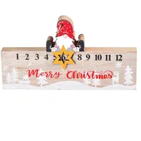 HEIBTENY Weihnachts Countdown Kalender Holz, Weihnachts Adventskalender mit Weihnachtsmann-Schieber, Santa Claus Tisch Schreibtisch Kalender Ornament für Weihnachten(B)