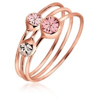 Elli Ring-Set Set Kristalle rosé vergoldet, Ring Set rosa 44