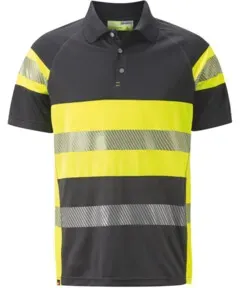 Holex Warnschutz Polo-Shirt, grau / gelb, Unisex-Größe: XL