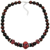 Gallay Perlenkette Kunststoffperlen dunkelrot-metallic schwarz 48cm (1-tlg) rot|schwarz