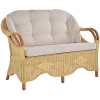 Krines Home Loungesofa Rattansofa 2-Sitzer-Sofa Wintergarten Natur Rattan Couch Rattanmöbel gelb