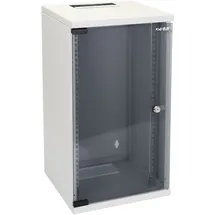 HMF 63412-07 Serverschrank 10 Zoll 12 HE 300 mm Tiefe Voll montiert Glastür Lichtgrau
