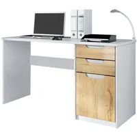 Vladon Schreibtisch Eiche, 129x76x60 cm, Arbeitszimmer, Schreibtische, Bürotische