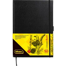 IDENA Skizzenbuch A4 blanko 80 Blatt 110g Schwarz