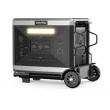 SOLARPLAY Tragbare Powerstation mit Transportkarre 2160Wh/2400W Solargenerator, 12 Anschlüsse, LiFePO4 Batterie, USV, 1,5 Stunde Schnellladung für Camping, Stromausfälle (Q2501+ Transportkarre)