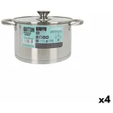 Quttin Topf mit Glasabdeckung Quttin Hermes Stahl 4 L (4 Stück)