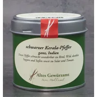 Altes Gewürzamt Pfeffer schwarz Kerala ganze Dose 70 g