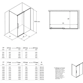 Bernstein Eckdusche DX906 FLEX Schiebetür Soft-Close 8mm Nano Echtglas Schwarz matt 80x160cm