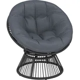 Papasansessel Polyrattan 360° Drehbar Korbsessel Mit Kissen Runder Lounge Sessel Stahlrahmen Grau