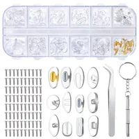 Brillen Nasenpads Brillen Reparatur Set mit 80 Schrauben Pinzette Kleiner Schraubendreher für Brillen Lesebrillen 12 Stile 60 Paar
