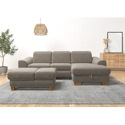 Ecksofa HOME AFFAIRE "Dundee L-Form", grau (taupe), B:264cm H:86cm T:170cm, Sofas, wahlweise mit Kopfteilverstellung und zusätzlich mit Bettfunktion