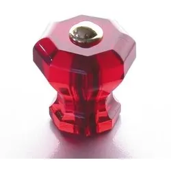 Möbelknopf rot 34mm, Kristall rot klar