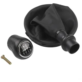 T5 Schaltknauf mit Lederstiefel, entworfen für 2003 2010 Modelle (Black-5speed)