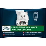 Gourmet Pâtée pour chat perle les filletines avec légumes multivariétés 4x85g