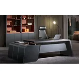 aea Eckschreibtisch Sessel Büro Einrichtung Chef Zimmer Möbel 2tlg Set Tische Tisch - Schwarz