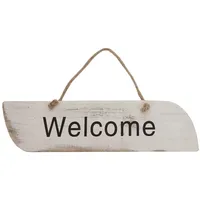 Mendler Wandschild Welcome, Dekoschild Holzschild, Shabby-Look 10x43x1cm ~ weiß