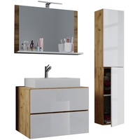 VCM my bath Badmöbel-Set Lendas L 915298 honig-eiche, weiß