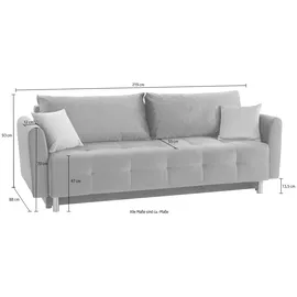 Home Affaire Schlafsofa HOME AFFAIRE "Nordic", grün, B:219cm H:93cm T:88cm, Microfaser PRIMABELLE (100% Polyester);Samtoptik (100% Polyester);Zierkissen: 100%Polyester, Sofas, Schlafsofa, mit Federkern und Metallbeinen, Steppung im Sitzbereich