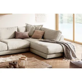 KAWOLA Wohnlandschaft U-Form Madeline Cord Longchair links cremeweiß