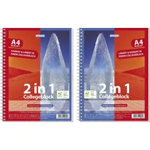 Toppoint Collegeblock 2 in 1 liniert und kariert DIN A4 Innen- und Außenrand, 1 Block