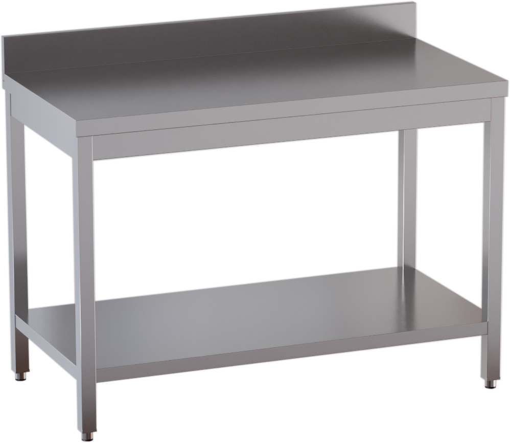 GastroHeld Gastro Table de travail ECO en inox adossée avec étagère basse 16 x 7