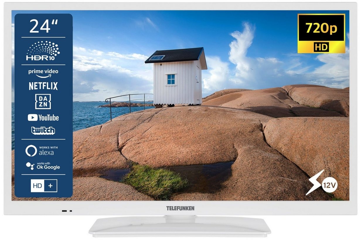 Telefunken XH24SN550MV-W LCD-LED Fernseher (60 cm/24 Zoll, HD-ready, Smart TV, 12 Volt Anschluss, Triple-Tuner, 6 Monate HD+ gratis) weiß