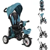 Byox Flexy Lux 3 in 1 Dreirad, klappbar, Gummireifen, drehbarer Sitz türkis