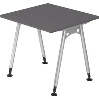 Hammerbacher AS08 höhenverstellbarer Schreibtisch grafit quadratisch, A-Fuß-Gestell silber 80,0