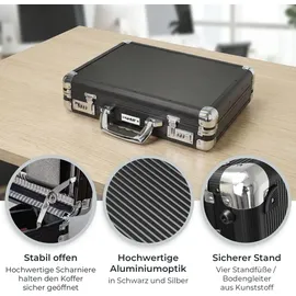 HMF Alu Aktenkoffer Herren mit Zahlenschloss, 45 x 33 x 11 cm Schwarz