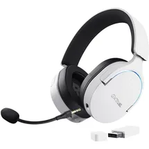 Trust GXT 491W Fayzo Headset Bluetooth + 2.4 GHz, 7.1 Surround Sound, 22H Akkulaufzeit, 35% Recyclingkunststoff RGB Over-Ear Kopfhörer Kabellos Bluetooth PC PS5 PS4 Switch, Weiß