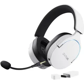 Trust GXT 491W Fayzo Headset Bluetooth + 2.4 GHz, 7.1 Surround Sound, 22H Akkulaufzeit, 35% Recyclingkunststoff RGB Over-Ear Kopfhörer Kabellos Bluetooth PC PS5 PS4 Switch, Weiß