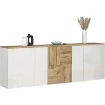 OTTO home ISEO 200 x 70 x 35 cm Weiß hochglanz / Eiche Wotan matt