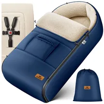 Kidiz Kidiz® Babyfußsack Baby Fußsack Winterfußsack Babyschale mit Reißverschluss Kuschelsack Babydecke Kinderwagen waschbar verschließbarer Kopfteil, Tasche, Blau
