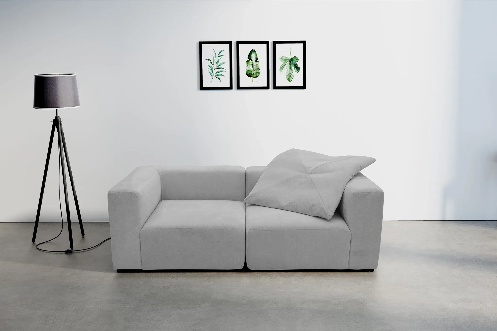 2-Sitzer ANDAS "Utvik bestehend aus 2 Eckelementen", grau (hellgrau), B:216cm H:69cm T:108cm, 100%Polyester, Sofas, bestehend aus einzelnen Modulen für individuelle Zusammenstellung