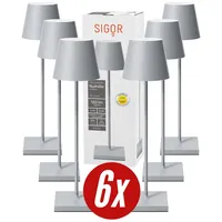 Sigor Multipack 6x Tischleuchte Nuindie USB-C Gastropack Grau