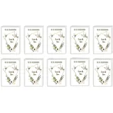 Herz & Heim® Taschentücher 10 x 10 in personalisierter Packung zur Hochzeit, verschiedene Motive Blütenornamente auf geometrischen Formen