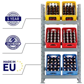 Proregal Getränkekistenregal Getränkeregal Tegernsee HxBxT 160 x 80 x 30 cm 6 Kästen Grau